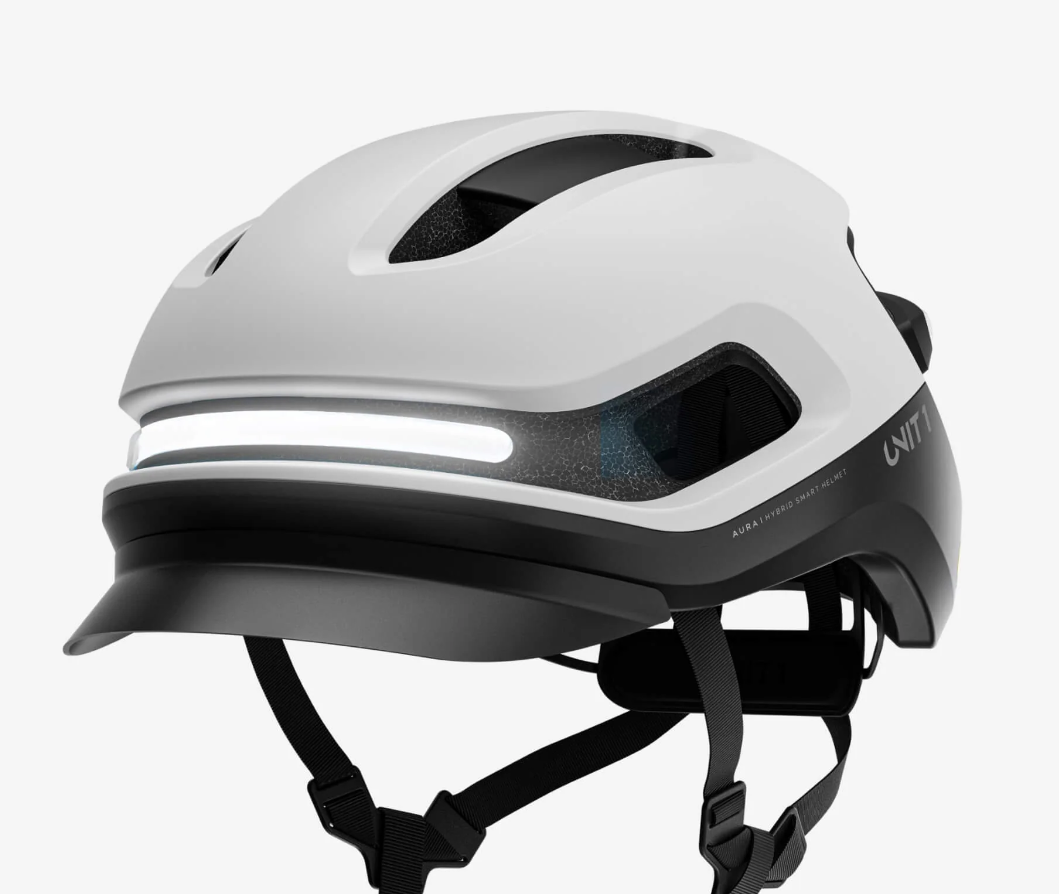 Casco de bicicleta inteligente "Aura" de Unit1 - Blanco y negro